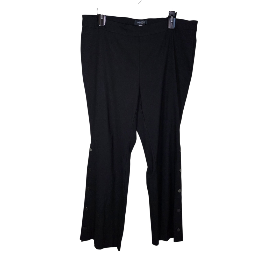 Michel Studio Black Flare Pull On Pants with Snap Accents On Legs Size 22